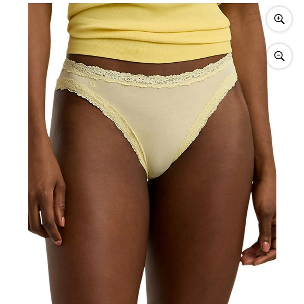 Ralph Lauren Yellow Cotton High Leg Bikini Panties Large